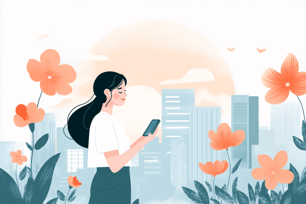 woman-with-smartphone-in-city-setting | You'rE AI woman with smartphone in city